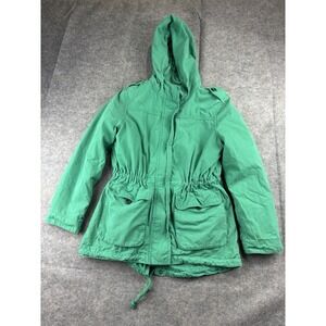 VTG Old Navy Jacket Womens M Green Parka Hooded Coat Y2K 00s Classic Schoolgirl